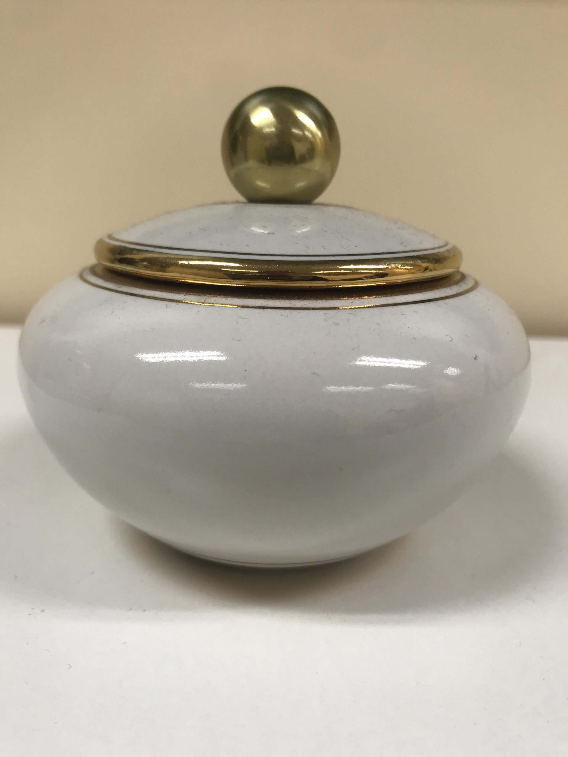 Cream and Gold Round Urn